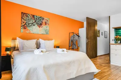 Ein Bett oder Betten in einem Zimmer der Unterkunft Apartment am Klenzepark-Citynah-SelfCheckIn