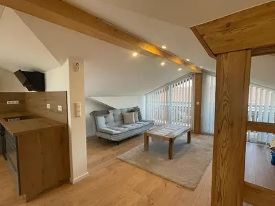 Ein Sitzbereich in der Unterkunft Charmantes Dorf-Apartment