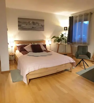 Ein Bett oder Betten in einem Zimmer der Unterkunft Frisch renoviertes BergSeeNest