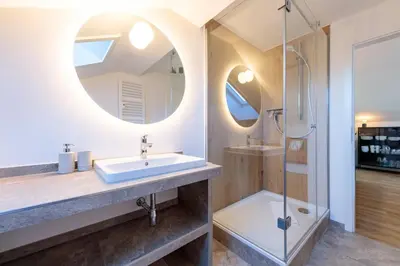 Ein Badezimmer in der Unterkunft Bergpanorama