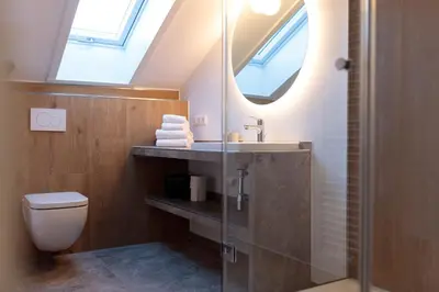 Ein Badezimmer in der Unterkunft Bergpanorama