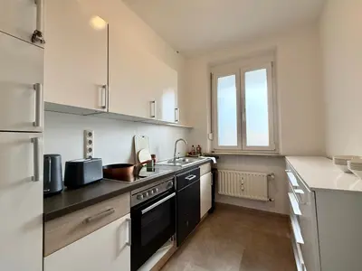 Küche/Küchenzeile in der Unterkunft Wohnung mit mehreren Zimmern im Schlachthofquartier - Ideal für Monteure