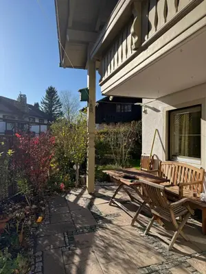Ein Balkon oder eine Terrasse in der Unterkunft Landhaus in oberbayerischen Voralpen