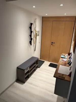 Ein Bett oder Betten in einem Zimmer der Unterkunft Moderne FeWo - Studio16 mit Bergblick
