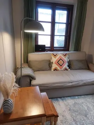 Ein Sitzbereich in der Unterkunft 50qm Appartement Rosenheim Innenstadt