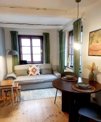 Ein Sitzbereich in der Unterkunft 50qm Appartement Rosenheim Innenstadt