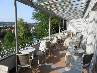 Ein Balkon oder eine Terrasse in der Unterkunft aussicht bio hotel restaurant cafe