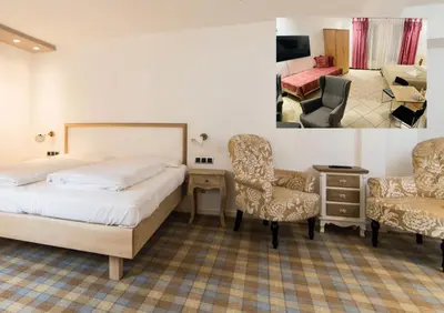 Ein Bett oder Betten in einem Zimmer der Unterkunft aussicht bio hotel restaurant cafe