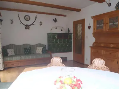 Ein Sitzbereich in der Unterkunft Ferienhaus Bergfreund
