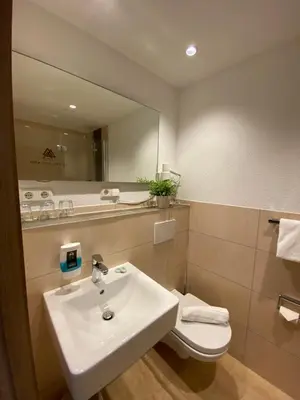 Ein Badezimmer in der Unterkunft Hotel Asgard