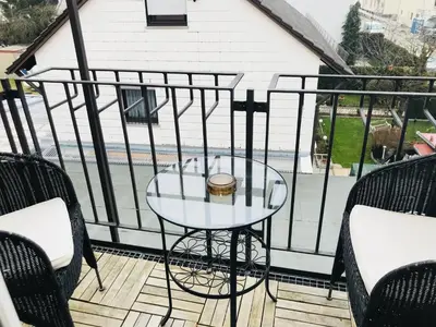 Ein Balkon oder eine Terrasse in der Unterkunft Arena Stadt München
