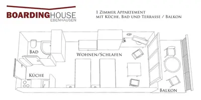 Grundriss der Unterkunft Boardinghouse-Ebenhausen