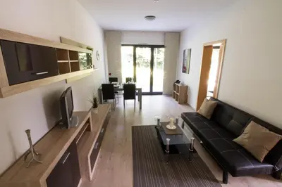 Ein Sitzbereich in der Unterkunft Boardinghouse-Ebenhausen