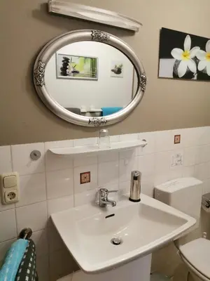Ein Badezimmer in der Unterkunft Dowis-Hof