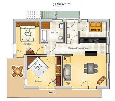 Grundriss der Unterkunft Ferienwohnung In den Bergen