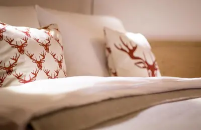 Ein Bett oder Betten in einem Zimmer der Unterkunft Ferienwohnung In den Bergen