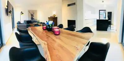 Ein Sitzbereich in der Unterkunft Ferienhaus Achmühle