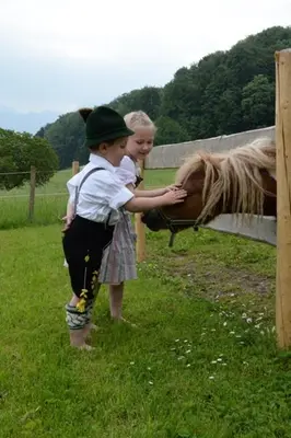 Kinder, die in der Unterkunft Cafe Wastelbauerhof - Urlaub auf dem Bauernhof übernachten