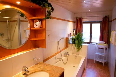 Ein Badezimmer in der Unterkunft Stroblhof