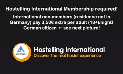 Ein Zertifikat, Auszeichnung, Logo oder anderes Dokument, das in der Unterkunft HI Munich Park Youth Hostel ausgestellt ist
