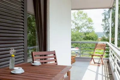Ein Balkon oder eine Terrasse in der Unterkunft Strandhotel SüdSee Diessen am Ammersee