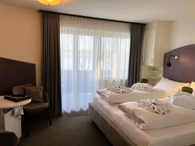 Ein Bett oder Betten in einem Zimmer der Unterkunft Pension Seeblick
