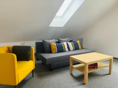 Ein Sitzbereich in der Unterkunft Ferienwohnung Munchen