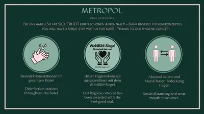 Ein Zertifikat, Auszeichnung, Logo oder anderes Dokument, das in der Unterkunft Hotel Metropol by Maier Privathotels ausgestellt ist
