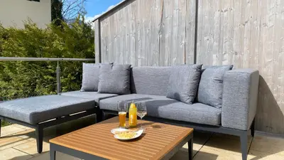 Ein Sitzbereich in der Unterkunft Lea am See - Bio Design Appartement