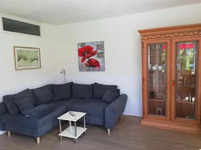 Ein Sitzbereich in der Unterkunft Ferienwohnung am Golfplatz