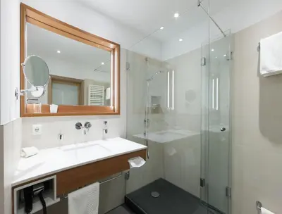 Ein Badezimmer in der Unterkunft Hotel Hachinger Hof
