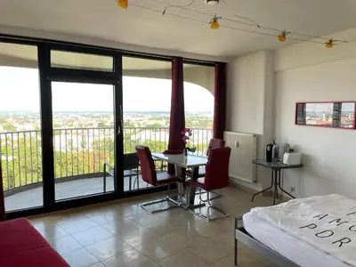 Ein Balkon oder eine Terrasse in der Unterkunft Hotelturm