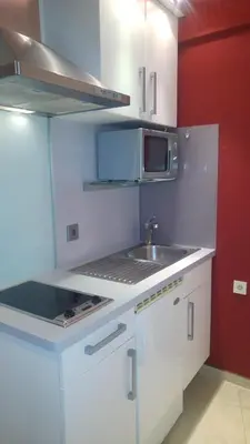 Küche/Küchenzeile in der Unterkunft Hotelturm