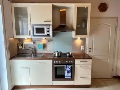 Küche/Küchenzeile in der Unterkunft Ferienwohnung Enzian im Haus Schmid