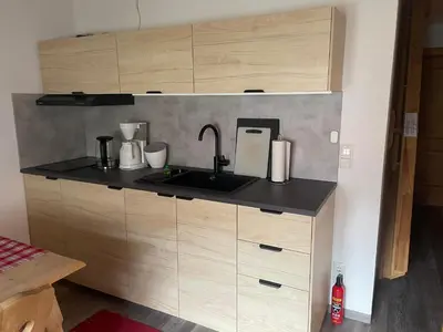 Küche/Küchenzeile in der Unterkunft Ferienwohnung 