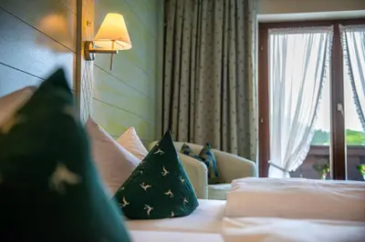 Ein Bett oder Betten in einem Zimmer der Unterkunft Landgasthof Sonnenhof