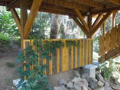 Ein Garten an der Unterkunft Baumhaus Wolfshöhle