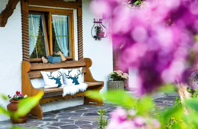 Ein Garten an der Unterkunft Ferienwohnung Bergfrieden