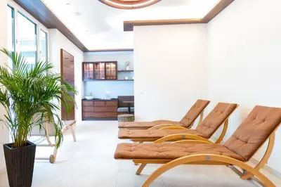 Ein Sitzbereich in der Unterkunft Hotel Sonnengarten