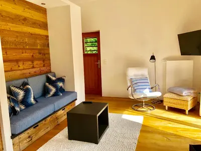 Ein Sitzbereich in der Unterkunft Ferienwohnung Springer