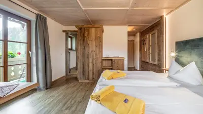Ein Bett oder Betten in einem Zimmer der Unterkunft LandererMühle