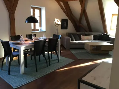 Ein Sitzbereich in der Unterkunft Ferienwohnung Loh 2