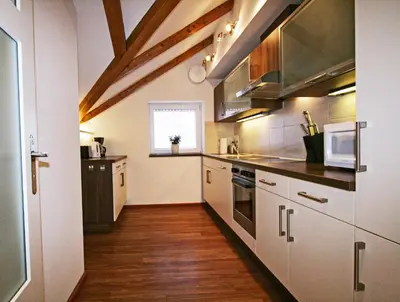 Küche/Küchenzeile in der Unterkunft Ferienwohnung Am Kurpark -Wohnung 3,150qm- mit Lift