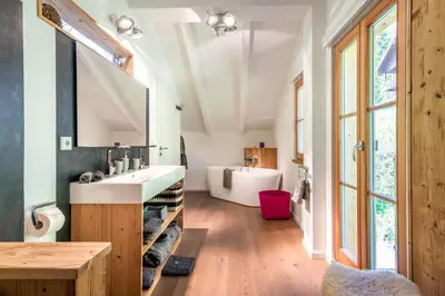 Ein Bett oder Betten in einem Zimmer der Unterkunft Der Hochsitz