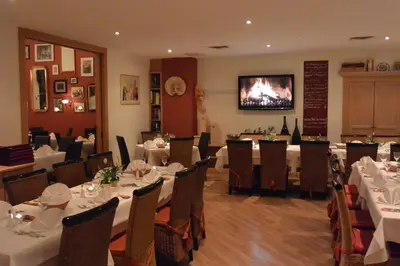 Ein Sitzbereich in der Unterkunft Hotel Schlee