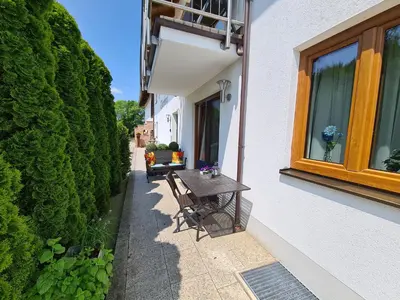Ein Balkon oder eine Terrasse in der Unterkunft Gästehaus Dürnberg
