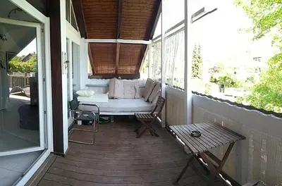 Ein Balkon oder eine Terrasse in der Unterkunft Ferienwohnung
