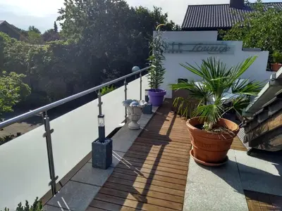 Ein Balkon oder eine Terrasse in der Unterkunft Ferienwohnung
