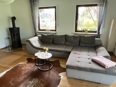 Ein Sitzbereich in der Unterkunft Ferienwohnung Strohmeyer