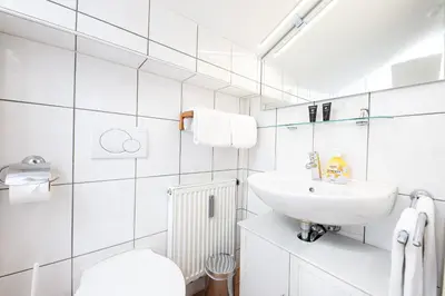Ein Badezimmer in der Unterkunft Ausblick